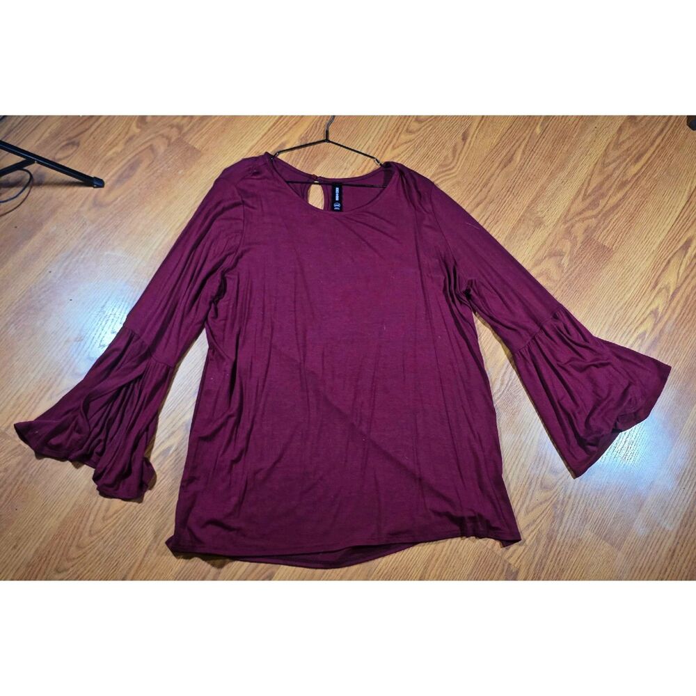 Agnes & Dora XXXL Burgundy Bell Sleeve Tunic Top
